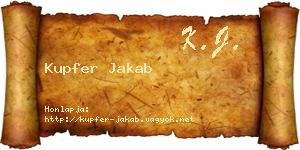 Kupfer Jakab névjegykártya